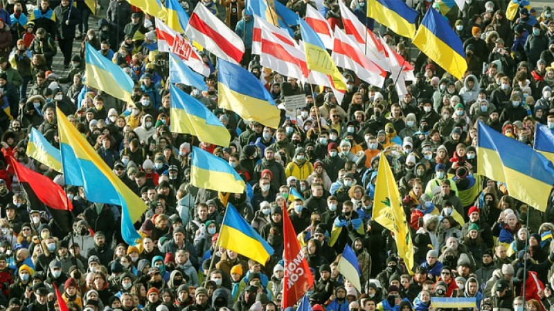 কিয়েভের রাজপথে বিক্ষোভ