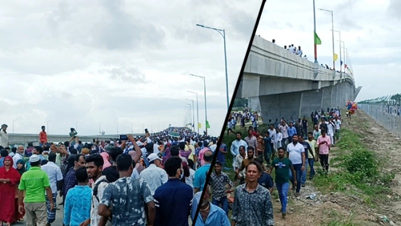 পদ্মা সেতুতে উঠতে পেরে হাজারো মানুষের উচ্ছ্বাস