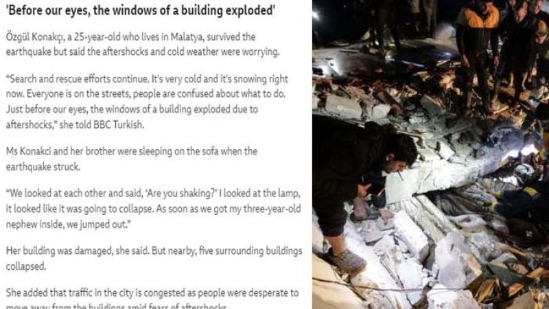 ভূমিকম্পের ভয়াবহতার বর্ণনা দিলেন বেঁচে যাওয়া তুর্কি তরুণী