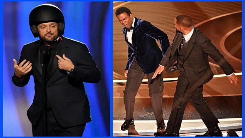 চড়ের ভয়ে হেলমেট পরে মঞ্চে গ্র্যামির উপস্থাপক