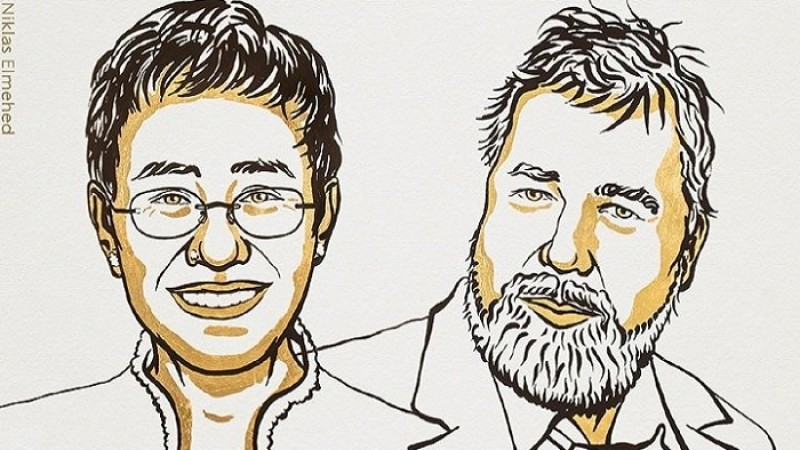 শান্তিতে নোবেল পেলেন মারিয়া রেসা ও দিমিত্রি মুরাতভ