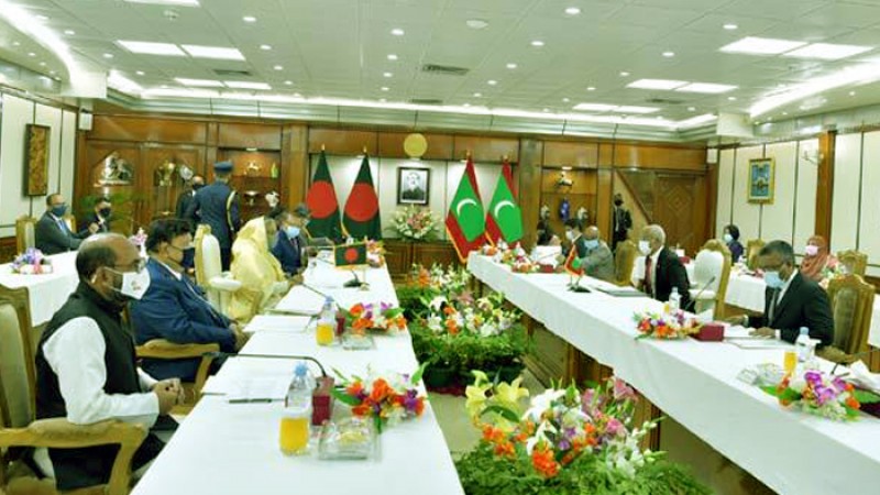 প্রধানমন্ত্রীর সঙ্গে দ্বিপক্ষীয় বৈঠকে বাংলাদেশ-মালদ্বীপ ৪ সমঝোতা স্মারক সই