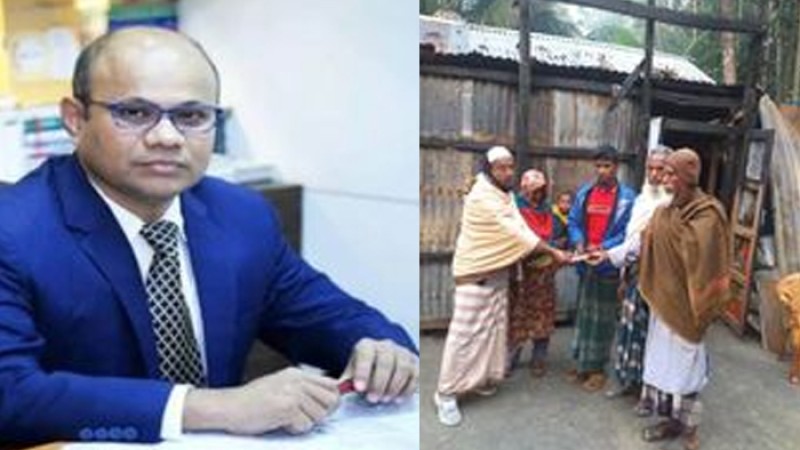 আগুনে পুড়ে বসত ঘর হারানো পরিবারের পাশে ইঞ্জিনিয়ার নোমান