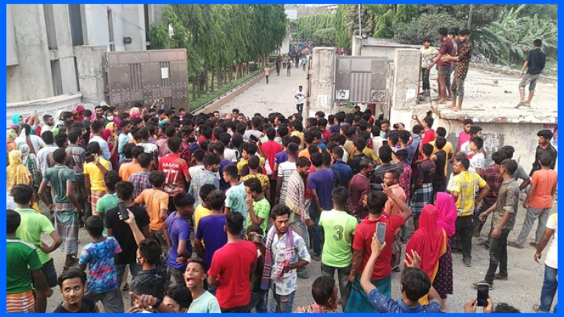 বেতন-বোনাস দাবিতে ঢাকা-টাঙ্গাইল মহাসড়ক অবরোধ